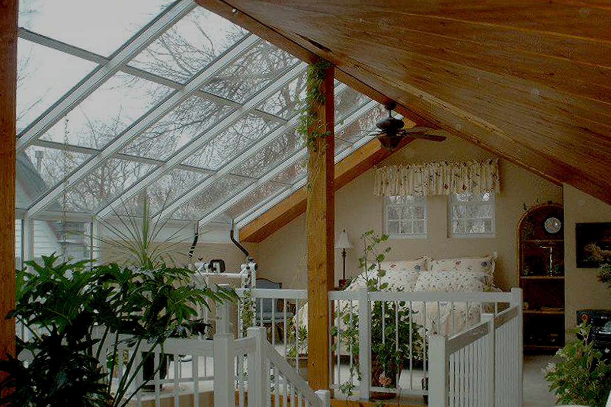 Reglazed solarium, new glass on sunroom